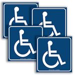 Handicap Signs Stickers Decal Symbol – 4 Pack Reflective Silver 6x6 Inch – Premium Self-Adhesive Vinyl, Decal, Laminated for Ultimate UV, Weather, Scratch, Water and Fade Resistance, Indoor & Outdoor