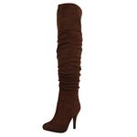 Forever Link Women's Over Knee High Sexy Boots-36,Brown,8