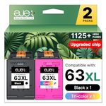ejet Compatible 63XL Ink Cartridge Replacement for HP OfficeJet 3830 4650 5255 5258 4655 4652 3833 Envy 4520 4512 DeskJet 1112 3630, Black, Tri-Color, 2-Pack