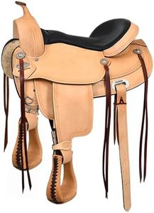 HILASON TAN 16 in Western Horse Saddle American Leather Flex Tree Trail & Pleasure Tan | American Saddle Horse | Leather Saddle | Western Saddle | Saddle for Horses | Horse Saddle Western