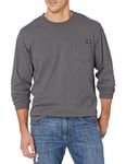 Dickies Men's Long Sleeve Heavyweight Crew Neck Work Utility T-Shirt, Military Green Single Dye Heather, Medium