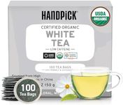 HANDPICK, Organic White Tea - 100 Tea Bags | USDA Organic, 100% Pure White Tea | Mild & Smooth | Packed in Eco-friendly Tea Bags