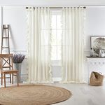 Elrene Home Fashions Bella French Country Cottage Core Tab-Top Ruffle Sheer Window Curtain, 52 in x 84 in (1 Panel), Ivory