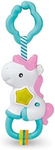 Baby Clementoni - Magico Unicorno, Sonaglio Neonato 3+ Mesi, Gioco Prima Infanzia Interattivo con Anelli Mobili e un Pulsante con Melodie ed Effetti Sonori, Stimola lo Sviluppo Multisensoriale, 17333