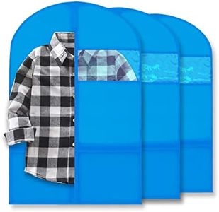 Plixio 36" Kids Garment Bags for Dance Costumes, Childrens Hanging Clothes, Uniform, Suits, Boys Recital Outfit Organizer - Dance Garment Bags For Dancers with Zippered Pockets (3 Pack : 36", Blue)
