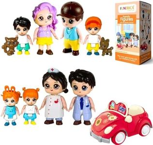 FUNERICA Dollhouse People Figures Playset - Dollhouse Family Little People Figures Doll House Accessories Toys -Play People (Family Figures with Car, Pets, Doctor & Nurse)