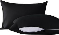 NTBAY 2 Pack Pillows with Microfiber Pillowcases, Soft Cotton Down Alternative 13x18 Zippered Pillows for Sleeping in Crib Bed - Machine Washable - Breathable Travel Pillows, Black