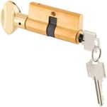 PRIME-LINE K 5062 Brass Key Cylinder w/Thumbturn, Solid Construction, Polished Finish, 1 Pack