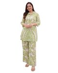 I ENTERPRISE Women Kurta Set for Women || Co-Ords Set || Kurta Pant Set || Coordinate Set || Summer Suit || Printed Kaftan Kurta and Pant Set_Color Black Size :-L
