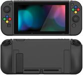 PlayVital ZealProtect Soft Protective Case for Nintendo Switch, Flexible Cover Protector for Nintendo Switch with Tempered Glass Screen Protector & Thumb Grip Caps & ABXY Direction Button Caps - Black