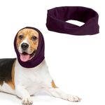 PETWIT Dog Ear Muffs for Noise Protection Dog Hood for Dogs & Cats Breathable Calming Band for Dogs & Cats Head Wrap with Anxiety Relief (Lotus Root Purple, Small)