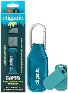 Cliganic Mosquito Repellent Pack (1 Clip + 2 Refill Pellets) - Natural DEET-Free, Essential Oil Infused