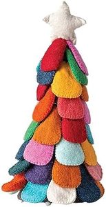 Creative Co-Op Multicolor Wool Felt Christmas Tree Figurine