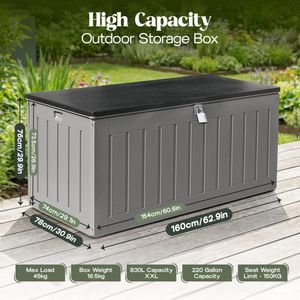 Olsen & Smith XXL Garden Storage Box & Seat – 830L Lockable Waterproof Chest