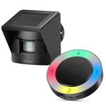 TECKNET Solar Wireless Driveway Alarm with 2600FT Long Range & 36 Melodies & 5 Volumes and Supports 4 Zones Weatherproof Motion Sensor Alarm to Protect Inside/Outside Property (1 Receiver & 1 Sensor)