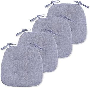 Chair Cushions for Dining Chairs 4 Pack, Dining Kitchen Chair Pads with Ties,Cushion for Dining Room Non Slip, Indoor Dining Chair Cushions Pad 43X41 cm(Blue)