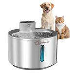 Petverse Motion Sensor Stainless Steel Pet Water Fountain 4L for Cats and Dogs, Wireless Battery Operated, 3 Modes Sensor Timer Continuous, Triple Filtration System, LED Indicator