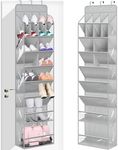 MISSLO Clear Over the Door Shoe Organizer Large Deep Pockets Hanging Shoe Rack for Closet Fit 20 Pairs Shoe Holder for Sneakers Boots Storage，Grey
