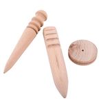 Wooden Leather Craft Edge Slicker Leather Wood Edge Slicker Multi-Size Burnisher Leather Craft DIY Handworking Tool(3 in 1（Set）)
