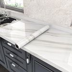 Marble Contact Paper Peel and Stick Countertops for Kitchen Countertop Peel and Stick Waterproof Faux Marble Wallpaper for Bathroom Granite Self-Adhesive Wallpaper Glossy Desk Table Cover 15.7“×197”