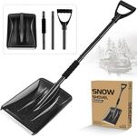 Snow Shovel, Portable Snow Shovels for Winter, Lightweight Car Snow Shovel with D-Grip, Non-Slip Sponge and Durable Aluminum Blade Suitable for Driveway, Camping