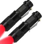 2Pack Red Light LED Flashlight Zoomable, Water Resistant, 1 Light Modes, Adjustable Focus Light for Camping, Hunting, Hiking, Night Vision, Night Fishing, Astronomy and Emergency