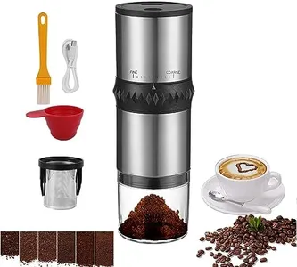 Portable Coffee Grinder,USB Rechargeable Coffee Maker,Electric Stainless Steel Burr Burr Coffee Grinders, Espresso Battery Coffee Bean Grinder Machine with 15 gind Settings for Home Use(Black9109)