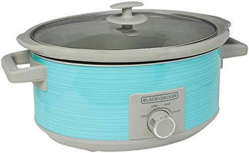 BLACK+DECKER 7-Quart Slow Cooker, SC2007D, Lid Holder, 3 Heat Settings, Extra Large Handles, Dishwasher Safe, Teal