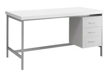 Monarch Specialties I 7046 Computer Desk, Home Office, Laptop, Left, Right Set-up, Storage Drawers, 60" L, Work, Metal, Laminate, White, Grey, Contemporary