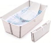 Stokke Flexi Bath Bundle, White - Foldable Baby Bathtub + Newborn Support - Durable & Easy to Store - Convenient to Use at Home or Traveling - Best for Newborns & Babies Up to 48 Months