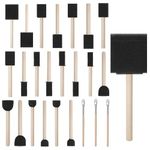 CONDA 25 Packs Foam Brush Set, 0.25"-2" Different Size Sponge Paintbrush Set, Wood Handle, Lightweight and Durable, Suitable for Acrylics, Stains, Crafts