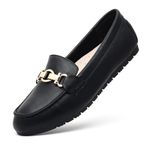 Cvistpieo Loafers for Women Casual Moccasins Women's Comfortable & Lightweight Penny Loafers Slip On Flat Shoes, Black Napa Leather, 8.5