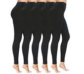 High Waist Womens Leggings - Active Workout Leggings - Tummy Control Soft Ankle Length Leggings for Women (S-M, Black 5 Pack)…