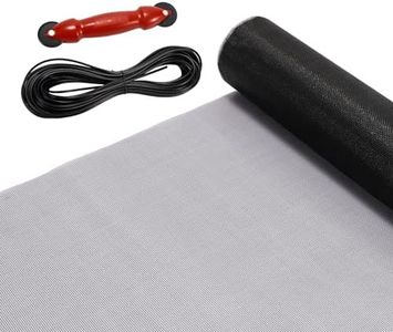 FLYZZZ Window Screen Mesh Kit 48''x118'' Black Screen Door Mesh Repair Kit for Window Patio Porch Replancement with 27.5 ft Spline and Rolling Tool