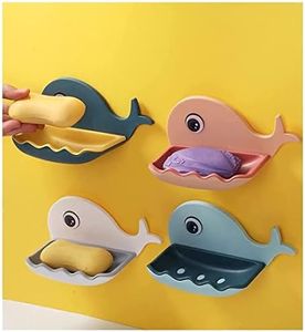 HYLOL Soap Stand Holder for Bathroom Kitchen Sink Magic Stickers Wall Mounted (Pack of 2 Pcs) Soap Dish Holder, Fish Design Random Color(Plastic)