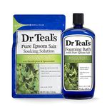 Dr Teal's Epsom Salt Soaking Solution and Foaming Bath with Pure Epsom Salt, Eucalyptus 3lb Bags, and 34oz Bottle