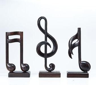 Handicraftviet Wooden Music Note Sculpture for Home/Desk Decorations and Music Lovers, Handmade Music Symbols Gifts for Office Bookshelf Music Room Decor (Music Note Set 3, Black)