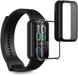 kwmobile Cover Comaptible with Huami Amazfit Band 7 Covers - 2X Tempered Glass with Plastic Frame - Black/Transparent