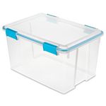 Sterilite 19344304 54 Quart/51 Liter Gasket Box, Clear with Blue Aquarium Latches and Gasket, 4-Pack