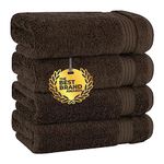 Cotton Paradise Hand Towels for Bathroom, 100% Turkish Cotton 16x28 inch 4 Piece Hand Towel Set, Soft Absorbent Face Towel Clearance Set, Brown Hand Towels