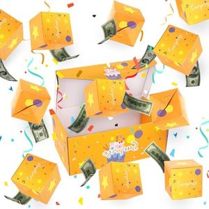 Surprise Gift Box, 12pcs Explosion Box Pop Up Box Happy Birthday Surprise Gift Yellow Funny Money Box Confetti Cards Cash Explosion Box for Kids Friends Families Party Birthday Supplies