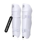 moonwalkr Cricket Keeping Shin Guards Wicket Keeper Pads Protective Gear for Keeper's Height (5'4" - 6'6") Cricket Wicket Keeping Pads Super Slim Gear Comes with a 3-inch Strap (White, Adult)