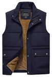 TACVASEN Mens Body Warmers Thermal Fleece Vests for Men Multi Pockets Outerwear Gilets Outdoor Windproof Warm Quilted Gilet Navy Blue,XXL