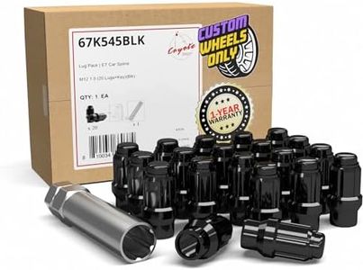 Wheel Accessories Parts 20 Pcs + Key M12 1.50 12x1.50 Thread ET Bulge Acorn (Extra Thread for Toyota) 1.57" Long Spline Lug Nuts Black Chrome Spline Fits Most Toyota Pass Cars