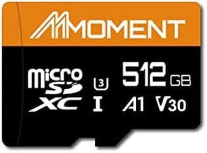 MMOMENT 512GB Micro SD Card, Micro SDXC Memor Card, A1, UHS-I, U3, V30, 4K UHD Memory Card for Nintendo-Switch, GoPro, Tablet, Up to 95MB/s Read, 70MB/s Write Speed, SD Adapter Included