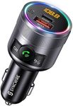 SYNCWIRE Bluetooth 5.3 FM Transmitter for Car, 48W PD & QC 3.0 Fast Charging Car Charger Bluetooth Car Kit, Wireless FM Radio Adapter, Deep Bass Music Player, Hands-Free Calling, Colorful LED Light