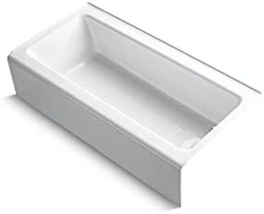 KOHLER K-838-0 Bellwether 60" x 30-1/4" Cast Iron Alcove Bathtub with Integral Apron and Lumbar Support, Right-Hand Drain, White