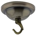 2 Pack Small (67mm) Period Styled Metal Ceiling Rose with Deco Hook in Antique Brass Finish