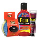 T-Cut Color Fast Car Paint Restorer Polish Wax with Scratch Remover Plus a Wax Applicator Set with Handle Set - Red