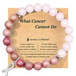 ZLLOO Breast Cancer Bracelets Natural Stone Bead Ribbon Inspirational Awareness Bracelets Encouragement Handmade Gifts for Women Girls Best Friend Sister, 7.2, Stone, natural stone